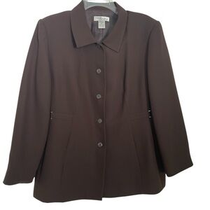 Women's Dark Chocolate Brown Blazer wrinkle resistant blazer in size 16 P